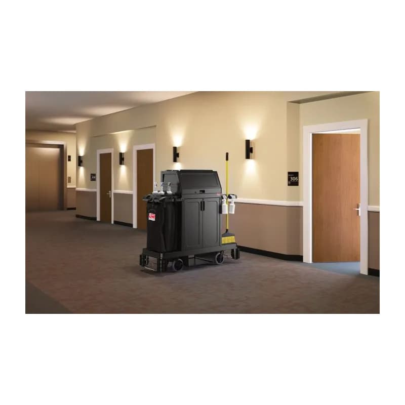 Housekeeping Cart 62.13X24X49.75 IN Black Premium 360° Adjustable Caster System 1/Each