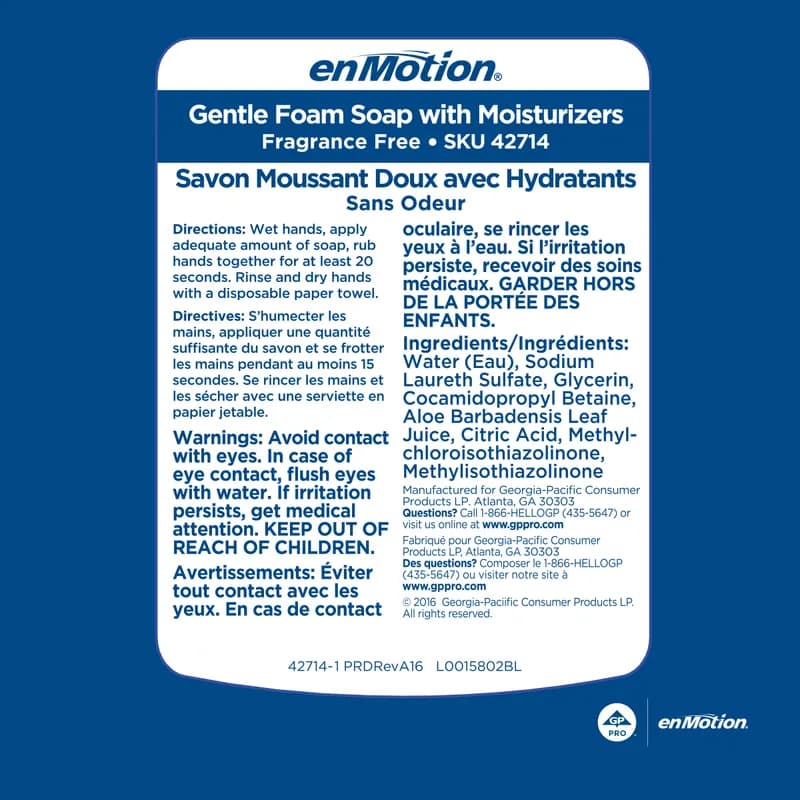 enMotion® Hand Soap Foam 1200 mL Unscented Fragrance Free Clear Moisturizing 2/Case