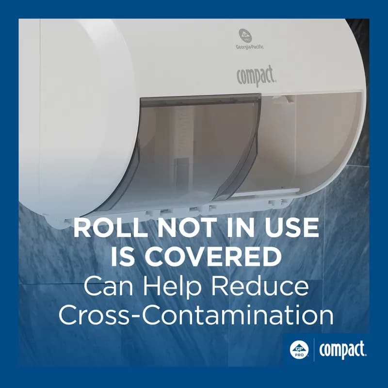 Compact® Toilet Paper Dispenser 6.75X10.12 IN Wall Mount White 2-Roll Coreless Side-by-Side High Capacity 1/Each