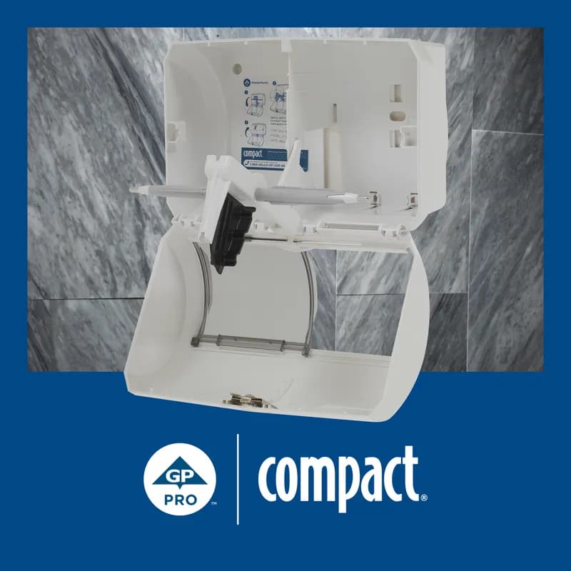 Compact® Toilet Paper Dispenser 6.75X10.12 IN Wall Mount White 2-Roll Coreless Side-by-Side High Capacity 1/Each