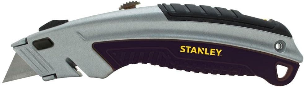 Utility Knife Steel Carbon Steel Black Silver Retractable 1/Each