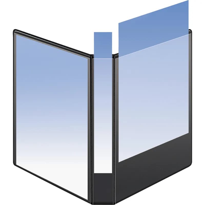 Binder 8.5X11X1 IN Black Clear PP Chipboard 225 Sheet Capacity 2 Pocket Cover & Spine Overlays 1/Each