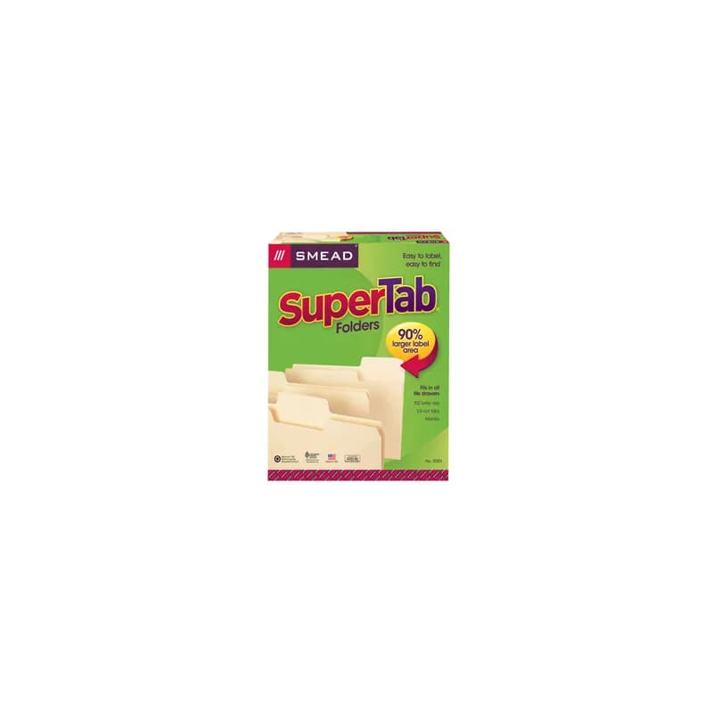 SuperTab® File Folder 8.5X11 IN Manila 1PLY Heavyweight 1/3 Tab Cut 3/4 IN Expansion 14 Pt Tab Area 50 Count/Box