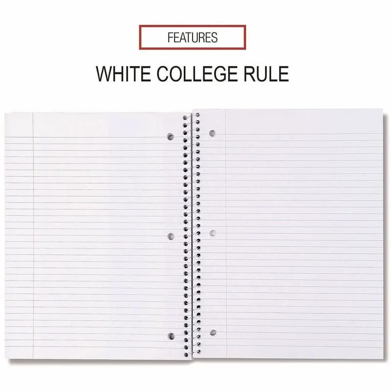 General Purpose Notebook 8X10.5 IN Assorted Paperboard Spiral 3-Hole 1 Subject College Ruled 4 Count/Pack 6 Packs/Case