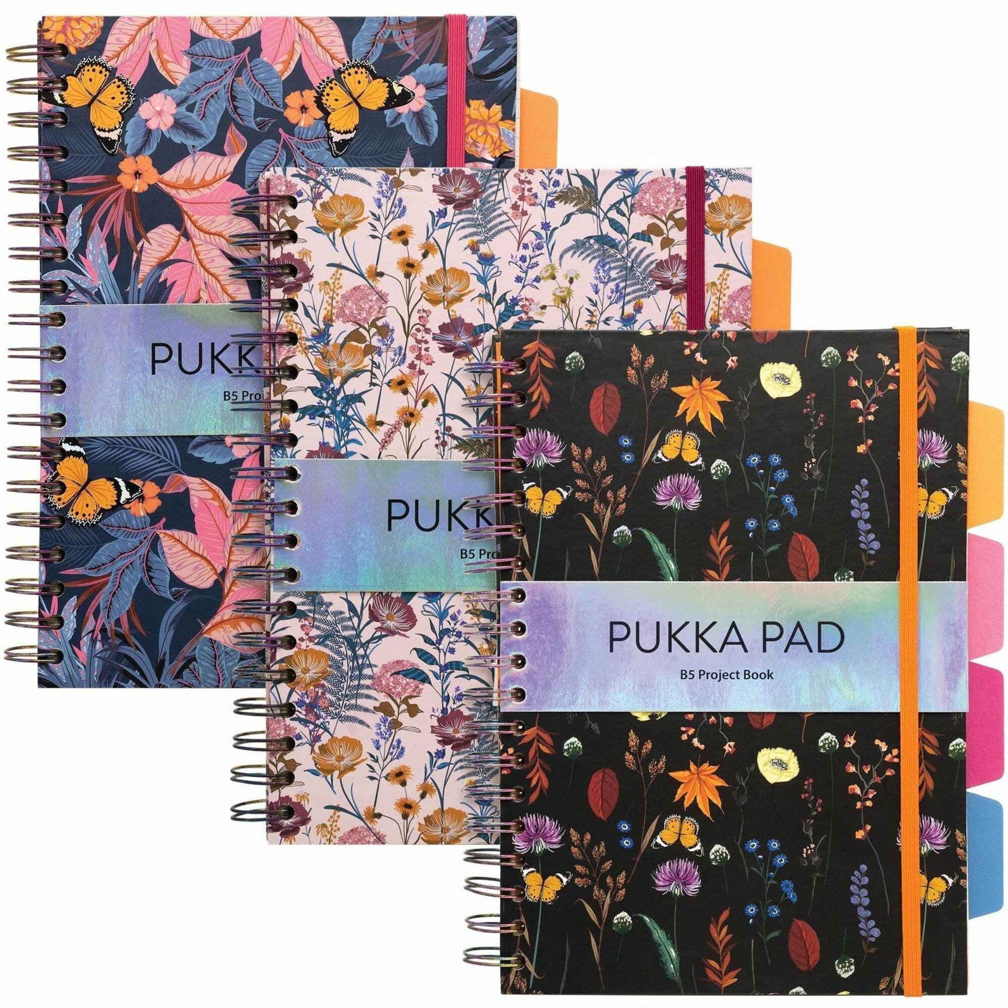Bloom Notebook 10.3X8.8X2.25 IN Assorted Paper 200 Sheet Capacity 4-Tab Dividers 5 Subject Spiral Bound 3 Count/Pack