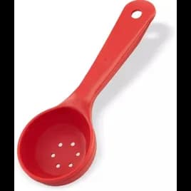 Carlisle Foodservice Products® Portion Spoon 2 OZ Acetal Red Perforated Short Handle Flat Bottom 1/Each