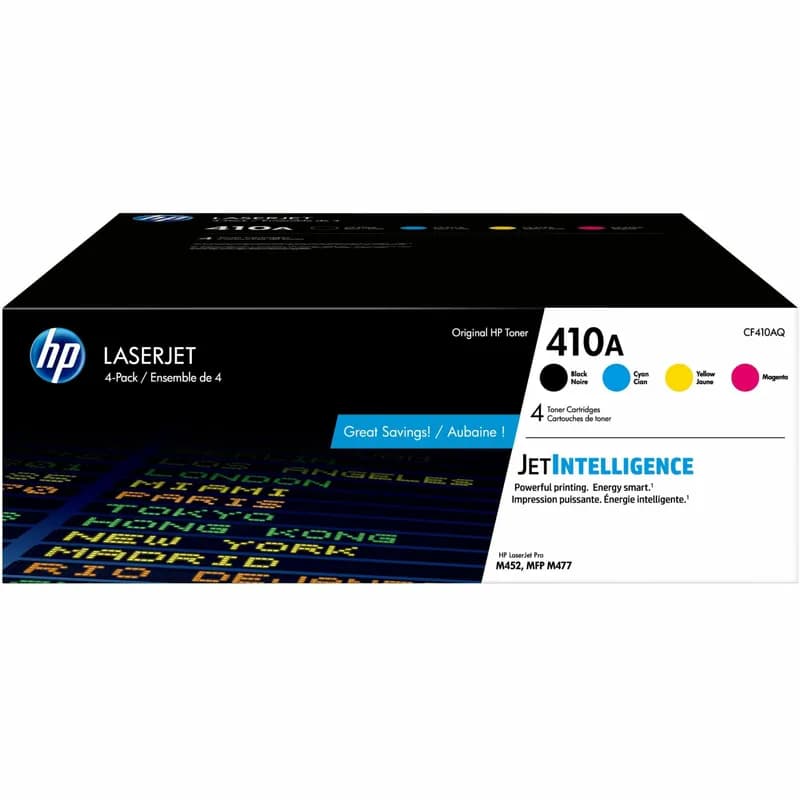HP410A Printer Toner Cartridge Black Cyan Magenta Yellow 2300 Page Yield Laser Compatible 4 Count/Box