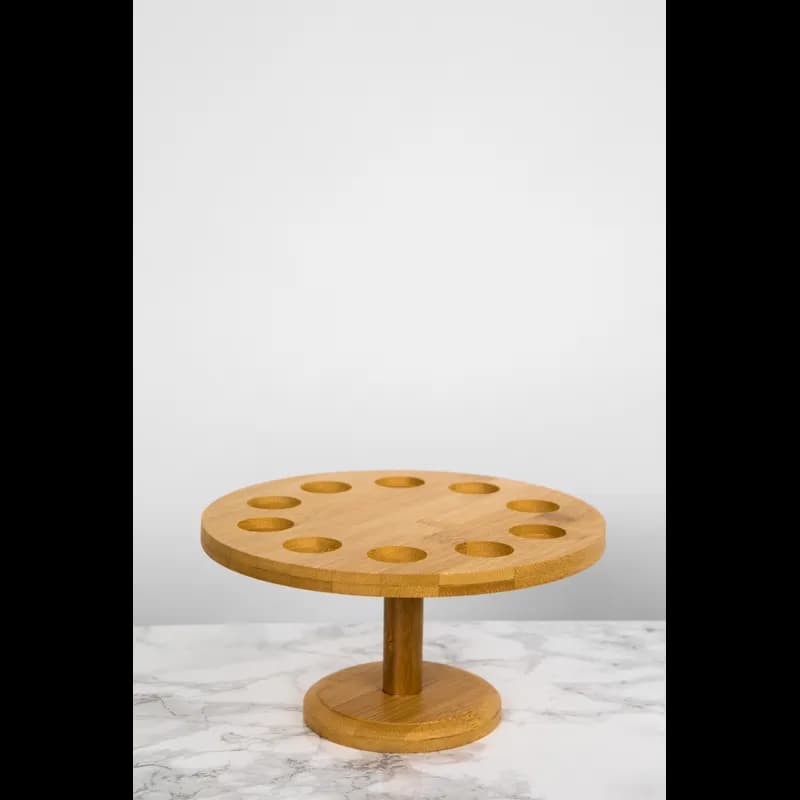 Cone & Temaki Display 4.3X7.1 IN 10 Compartment Bamboo Natural Round 2 Count/Case
