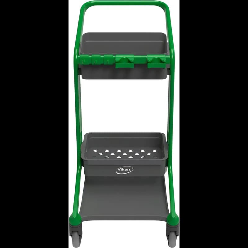 HyGo Cleaning Station 30.7X20.9X40.6 IN Green Black PP SS TPE Rubber Rear Locking Casters Unassembled 1/Each