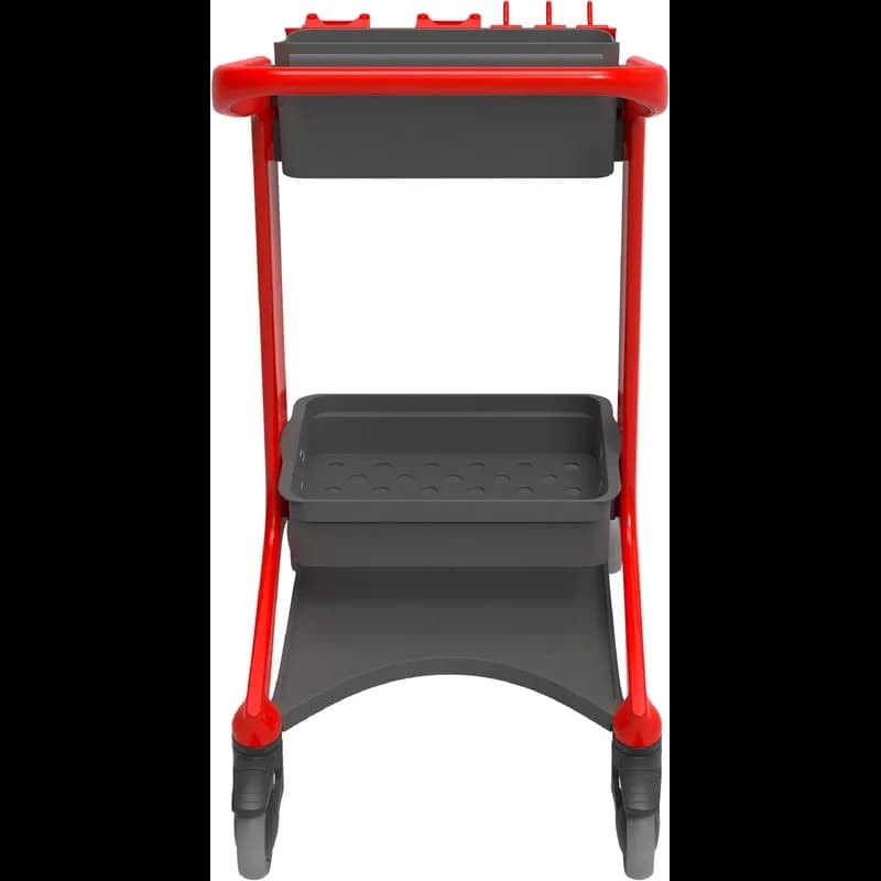 HyGo Cleaning Station 30.7X20.9X40.6 IN Red PP Stainless Steel TPE Rubber Unassembled Rear Locking Casters 1/Each