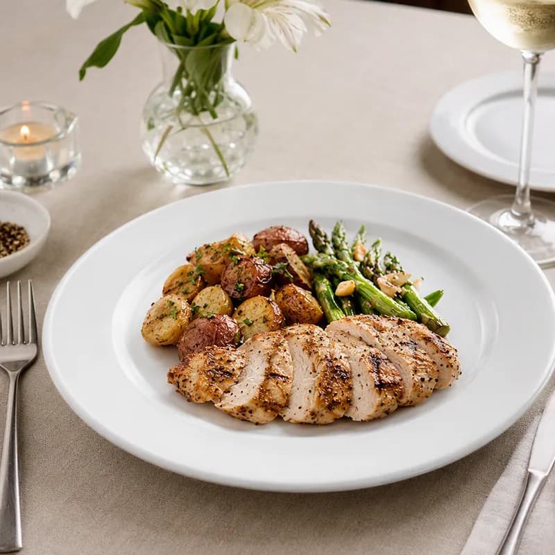 Dover™ Plate 10.5 IN Porcelain European White Round Wide Rim Rolled Edge 12/Case