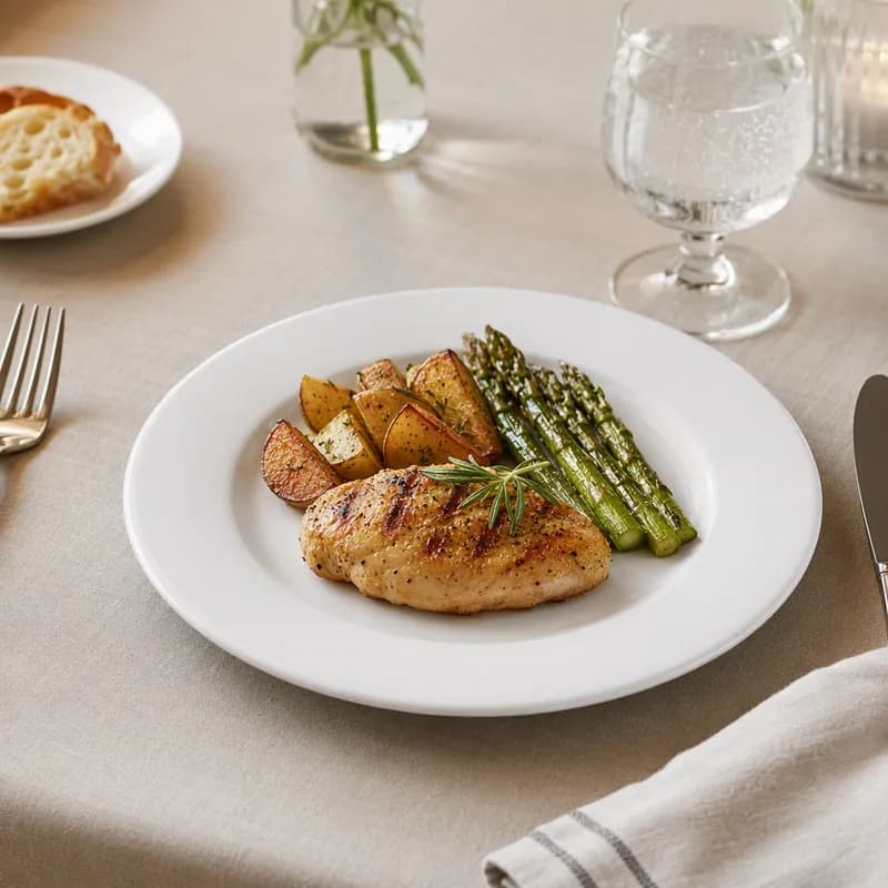 Dover™ Plate 8.25 IN Porcelain European White Round Wide Rim Rolled Edge 36/Case