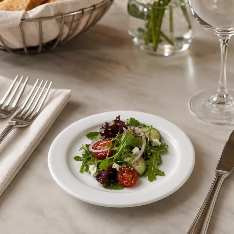 Dover™ Plate 6.25 IN Porcelain European White Round Wide Rim Rolled Edge 36/Case