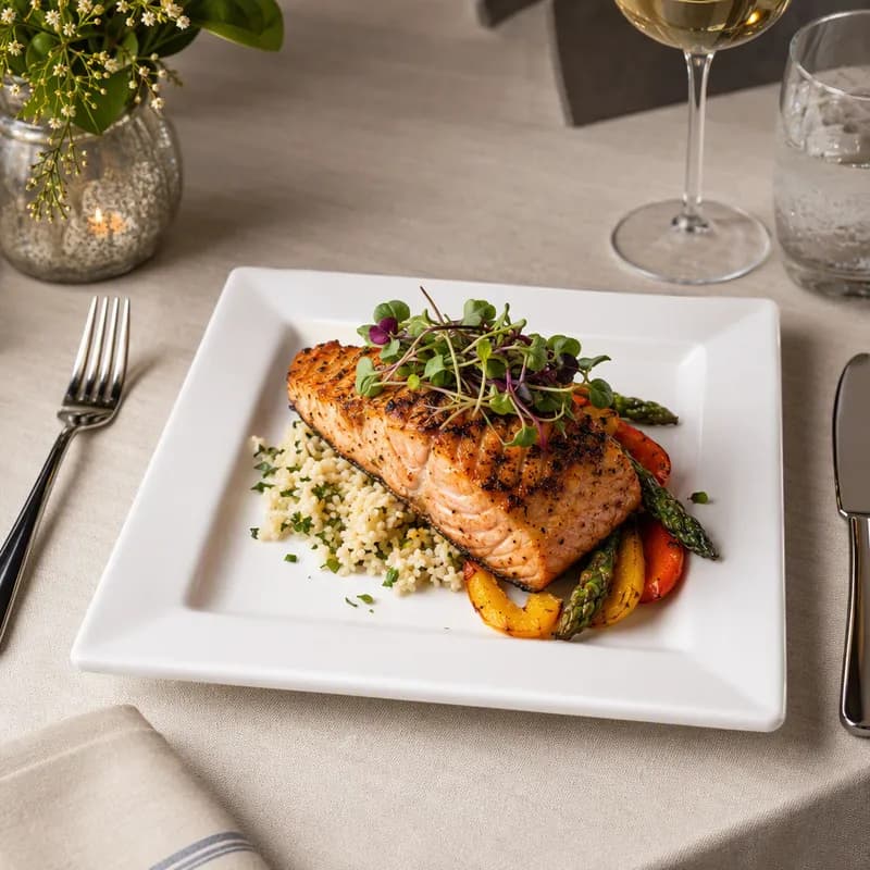 Elite™ Plate 10.75X1 IN Porcelain Bright White Square Wide Rim Rolled Edge 12/Case