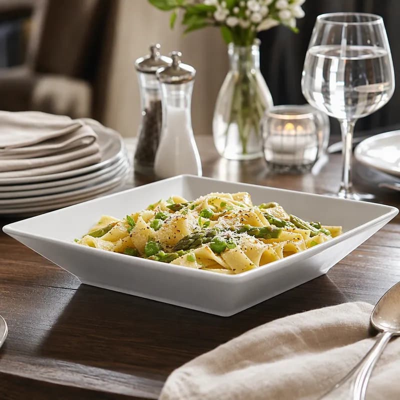 Elite™ Pasta Soup Vegetable Serving Bowl 9.88X1.38 IN 36 OZ Porcelain Bright White Square 12/Case