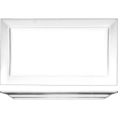 Elite™ Platter 11X6.75 IN Porcelain Bright White Rectangle Wide Rim Rolled Edge 12/Case