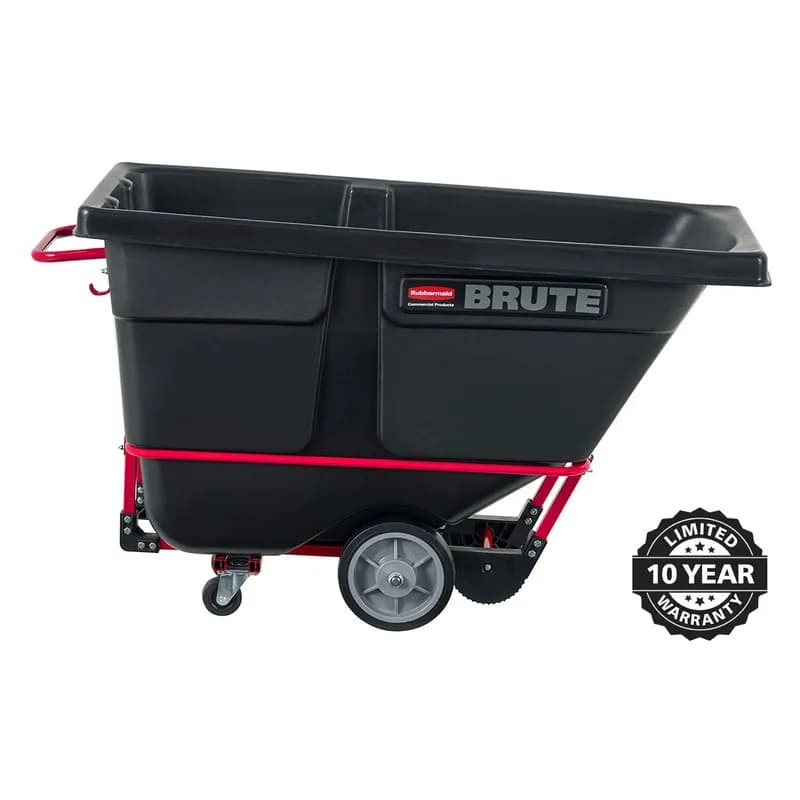 Brute® Utility Tilt Truck 0.5 Cubic Yard 1400 LB Black Red PE Steel Heavy Duty FDA Approved Rotomolded 1/Each
