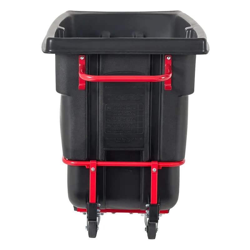 Brute® Utility Tilt Truck 0.5 Cubic Yard 1400 LB Black Red PE Steel Heavy Duty FDA Approved Rotomolded 1/Each