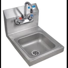 Space Saver Hand Sink Stainless Steel 4 IN O.C. Splash Mount With Faucet Wall Mount 1/Each