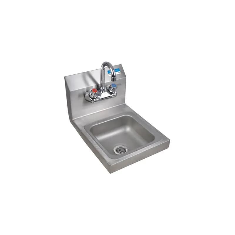 Space Saver Hand Sink Stainless Steel 4 IN O.C. Splash Mount With Faucet Wall Mount 1/Each