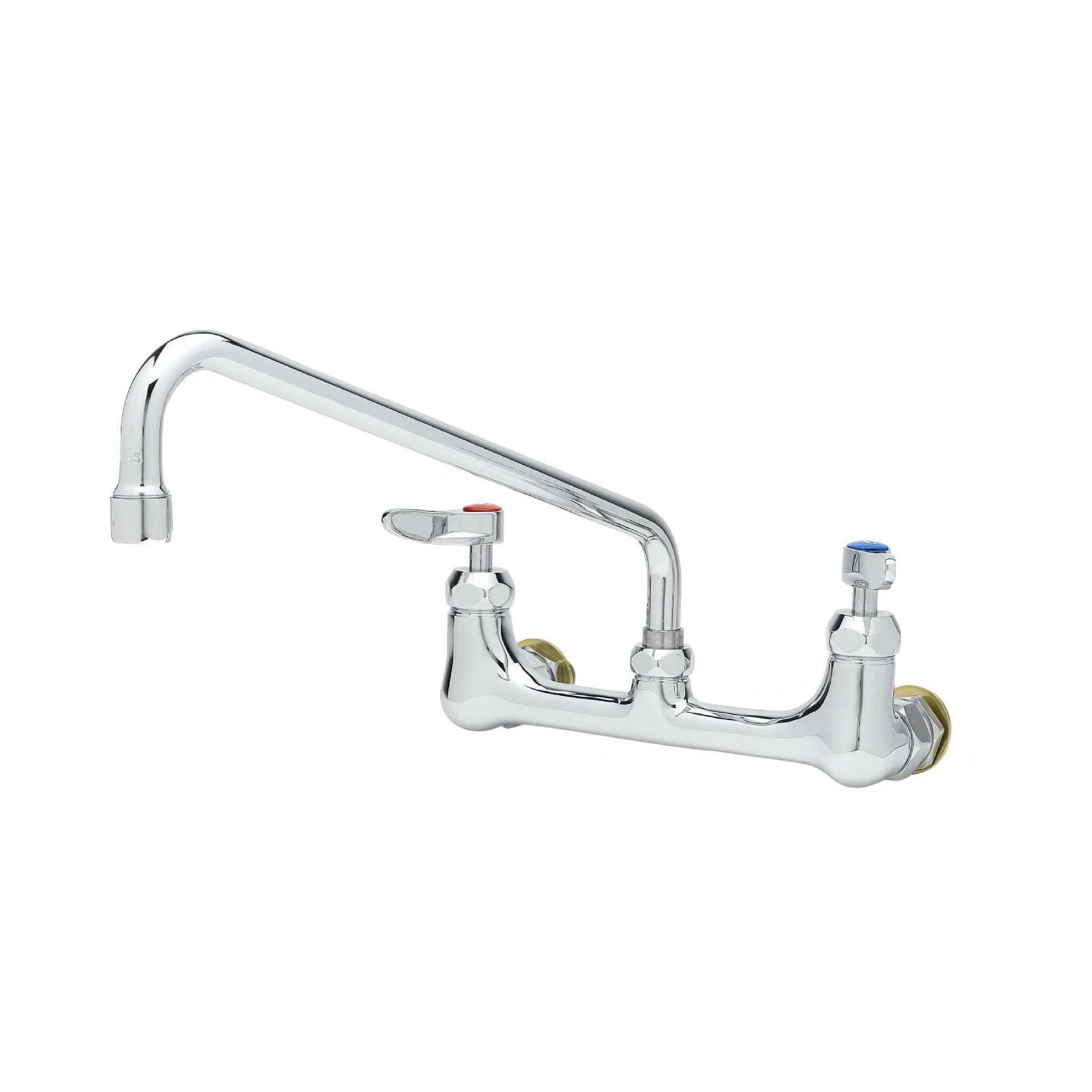Faucet Chrome Plated Brass 12 IN Nozzle Wall Mount 8 IN Centers Cerama Cartridges 1/Each