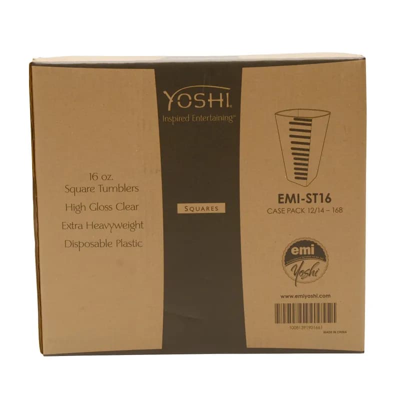 Cup Tumbler 16 OZ Clear Square Extra Heavy 168/Case