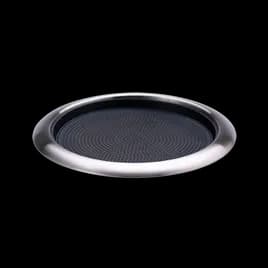 Insert Serving Tray 11 IN Brushed Stainless Steel Rubber Black Round Non-Slip Removable Small Dishwasher Safe 1/Each