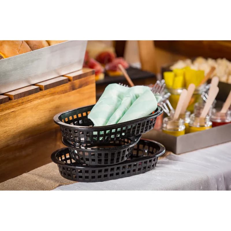 Chicago Basket 10.5X7X1.5 IN Polypropylene Homopolymer (PPH) Black Oval 36/Case
