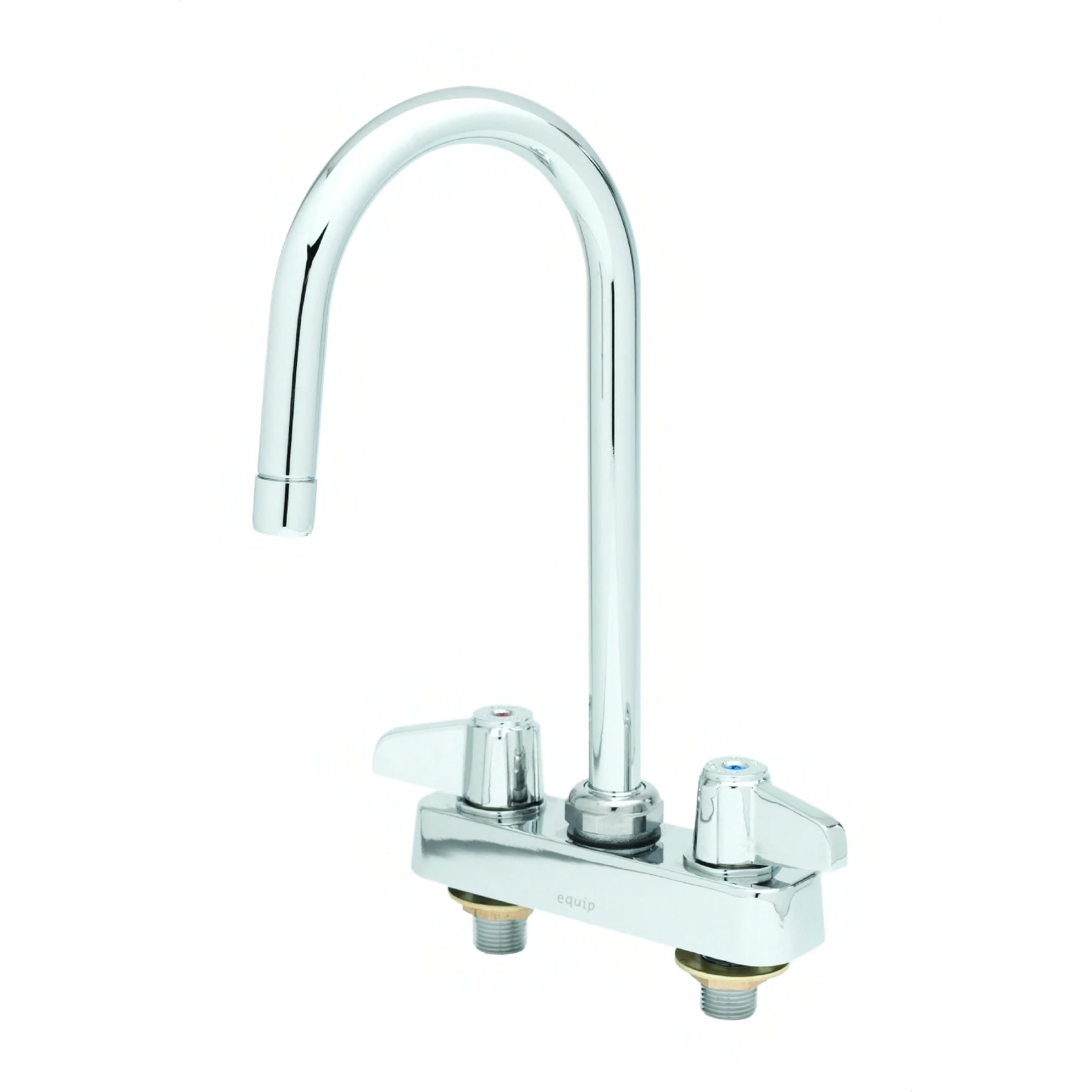 Faucet Chrome Plated Brass 3 IN Swivel Gooseneck Deck Mount 4 IN Centers Ceramic Cartridge 1/Each