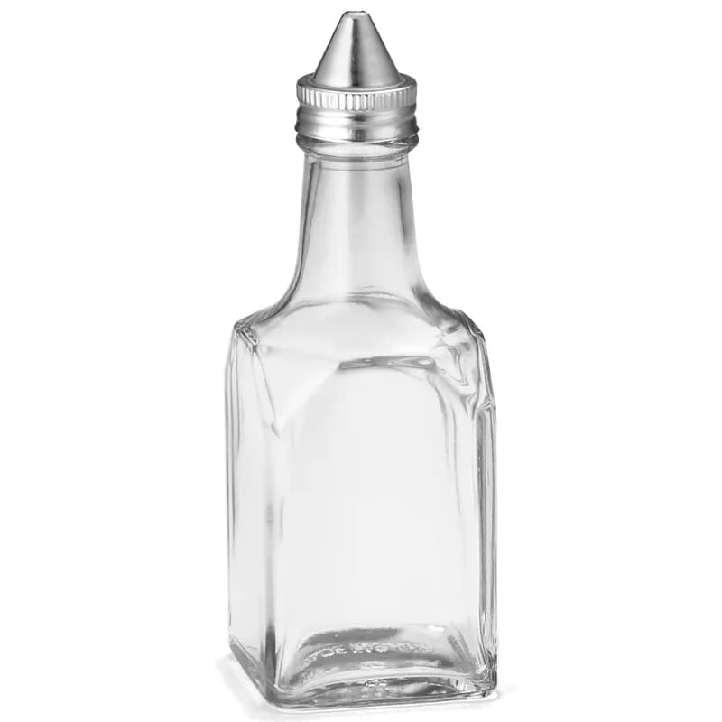 European Collection™ Oil & Vinegar Cruet Bottle 6 Soda Lime Glass Clear With Stainless Steel Top Hand Wash 12/Case