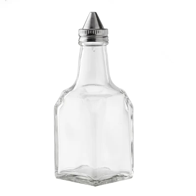 European Collection™ Oil & Vinegar Cruet Bottle 6 Soda Lime Glass Clear With Stainless Steel Top Hand Wash 12/Case