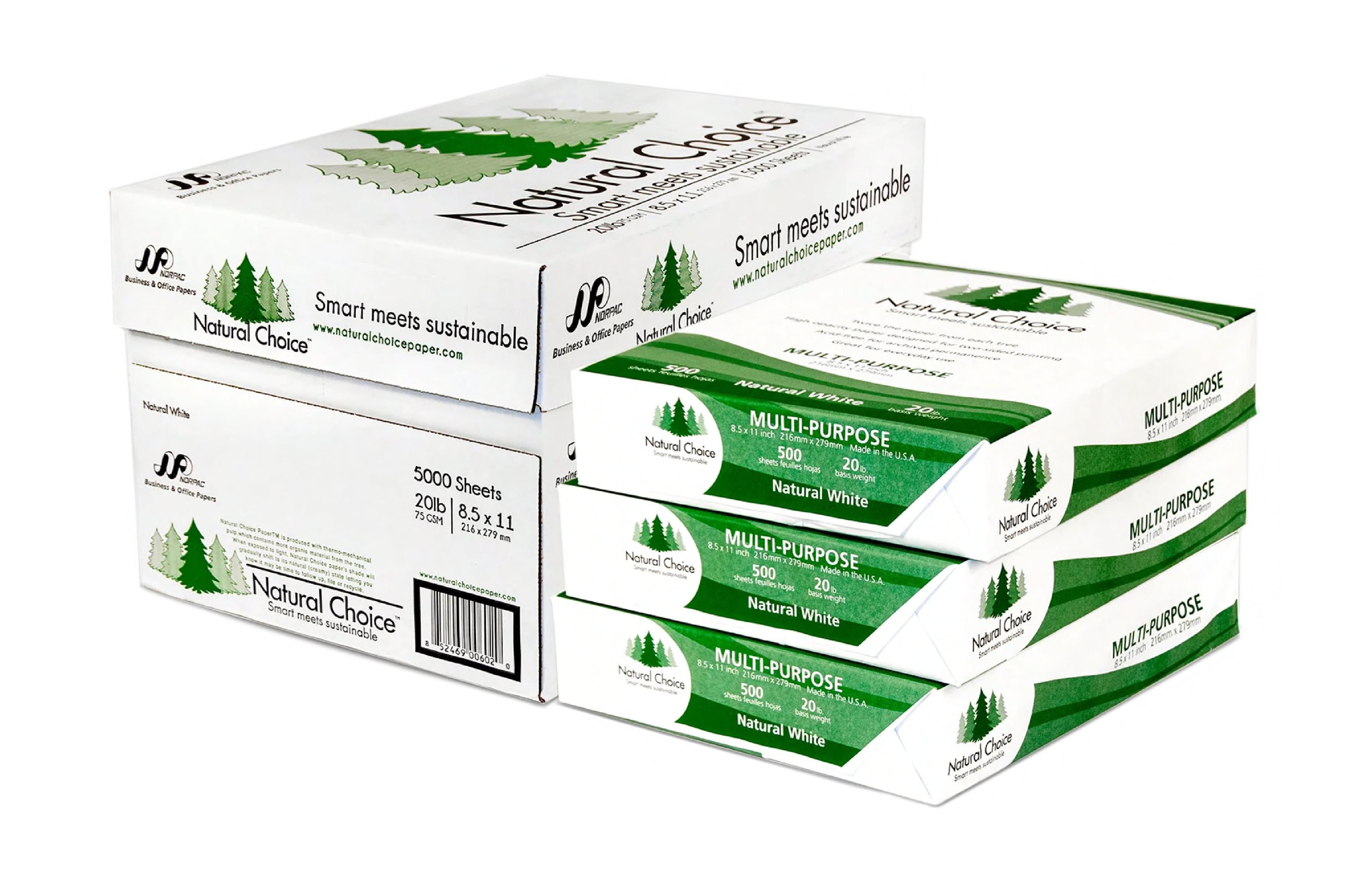 Natural Choice Copy Paper 11X8.5 IN 92 Bright 5 Count/Case 72 Cases/Pallet