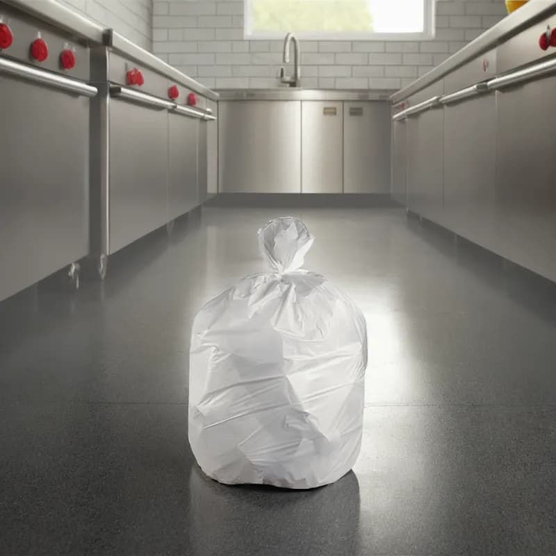 Can Liner 15X9X32 IN White Plastic 0.8MIL 500/Case