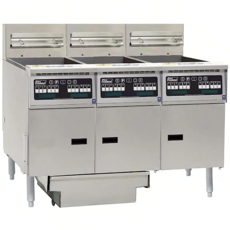 Gas Deep Fryer 50 LB Stainless Steel Battery Three 40-50 LB Oil Capacity Full Tanks Filter Drawer Gas 1/Each
