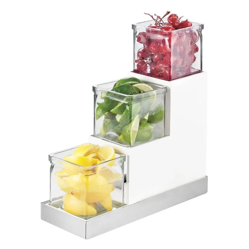 Stair Step Jar Display 12.25X4.5X9 IN Glass Luxe 3-Tier 1/Each