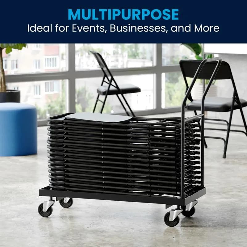 Moving Dolly Folding Chairs Black Powder Coated Steel 1/Each