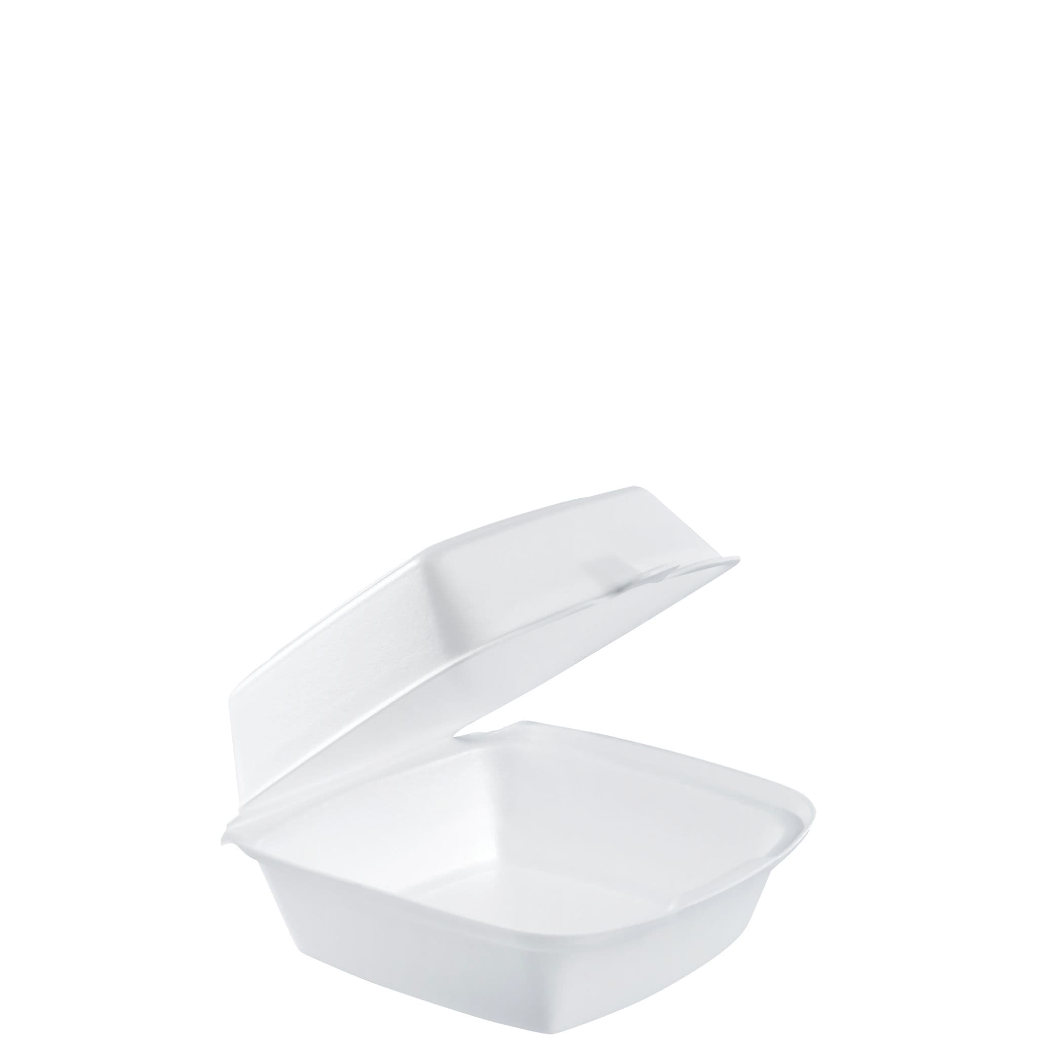 Dart® Sandwich Take-Out Container Hinged Large (LG) 5.82X6.11X3 IN XPS White Insulated 125 Count/Pack 4 Packs/Case