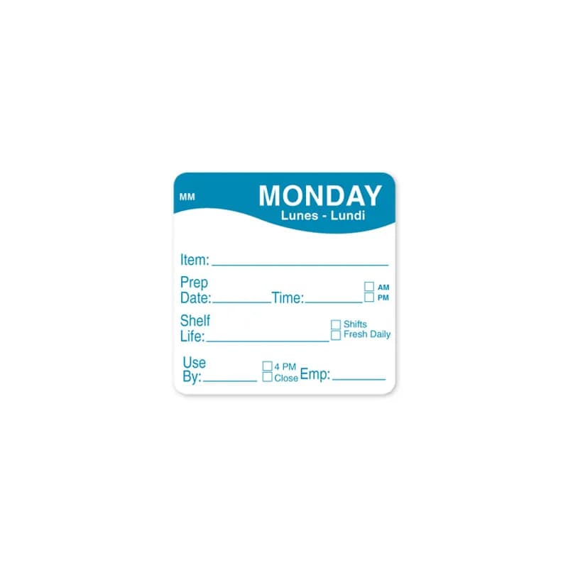 MoveMark® Shelf Life Label 2X2 IN Monday Adhesive 500/Roll