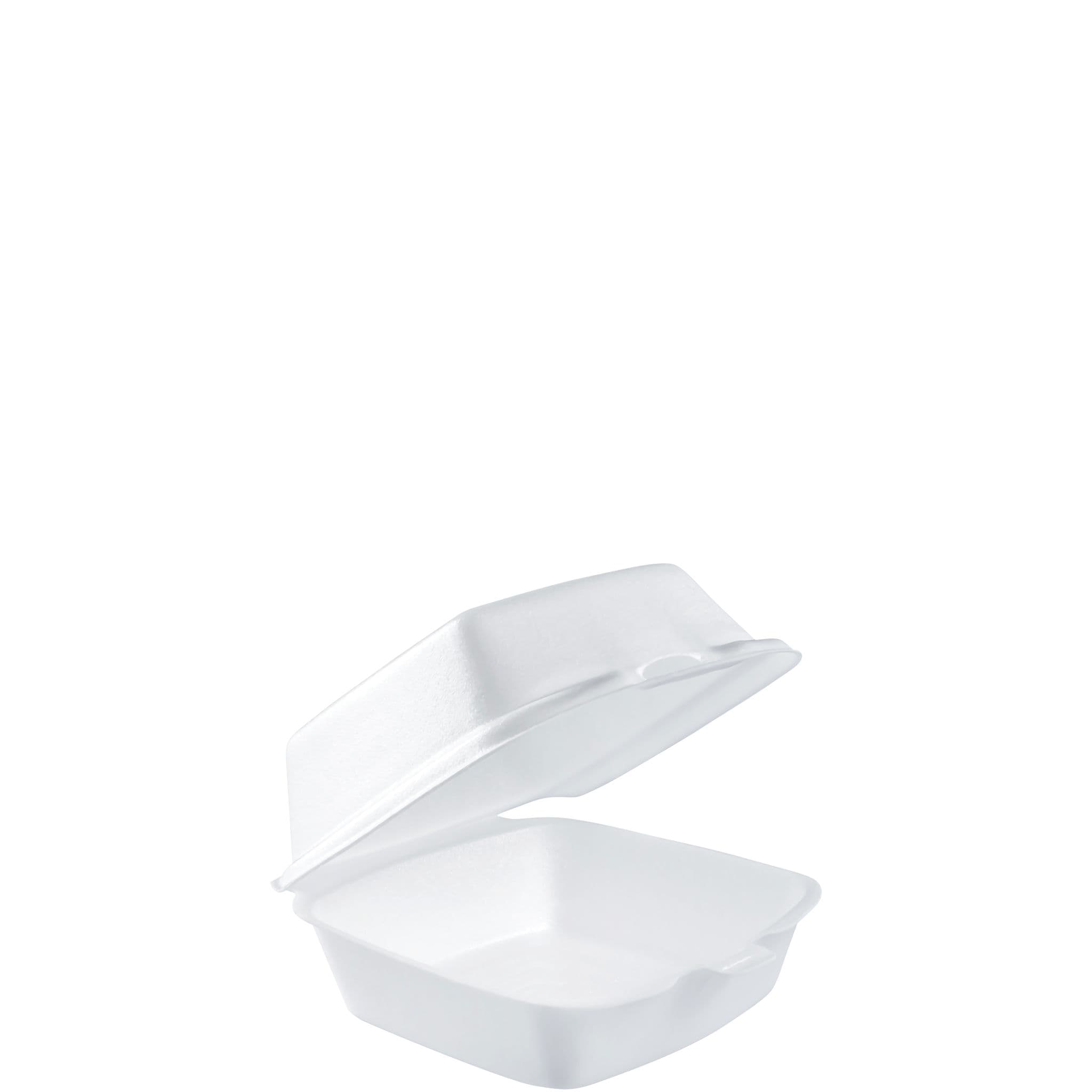 Dart® Take-Out Container Hinged Medium (MED) 5.18X5.44X2.9 IN XPS White Square Insulated 125 Count/Pack 4 Packs/Case