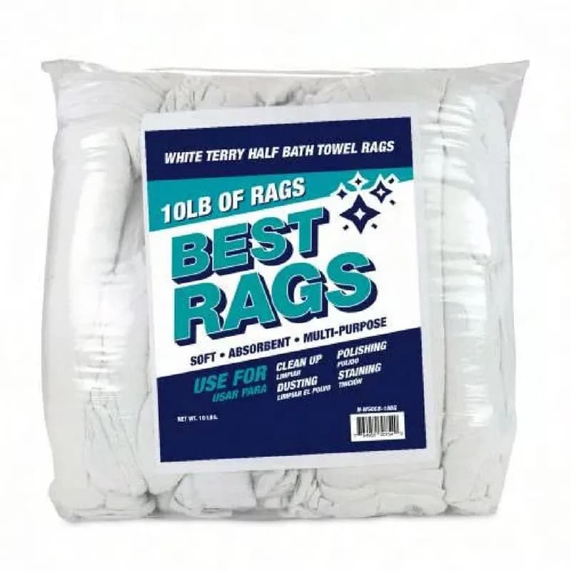 Bath Towel Rag 10 LB Terry Cloth Finished Cut 1/Case