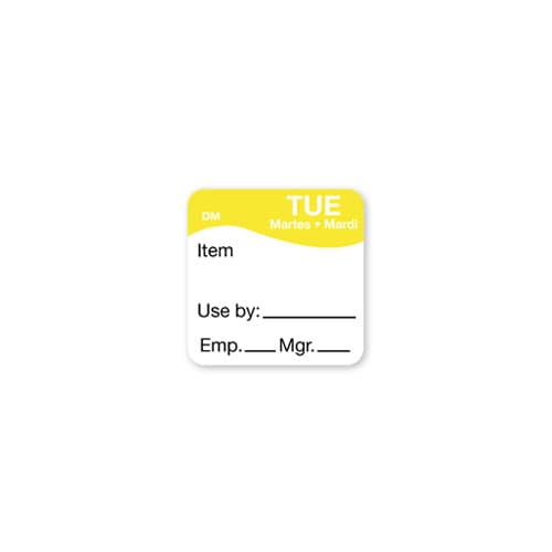 DissolveMark® Label 1X1 IN Tuesday Adhesive 500/Roll