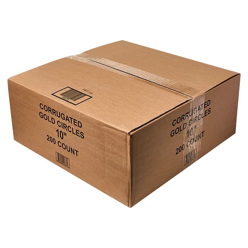 Cake Circle 10 IN Paperboard Gold Round Scalloped 200/Case