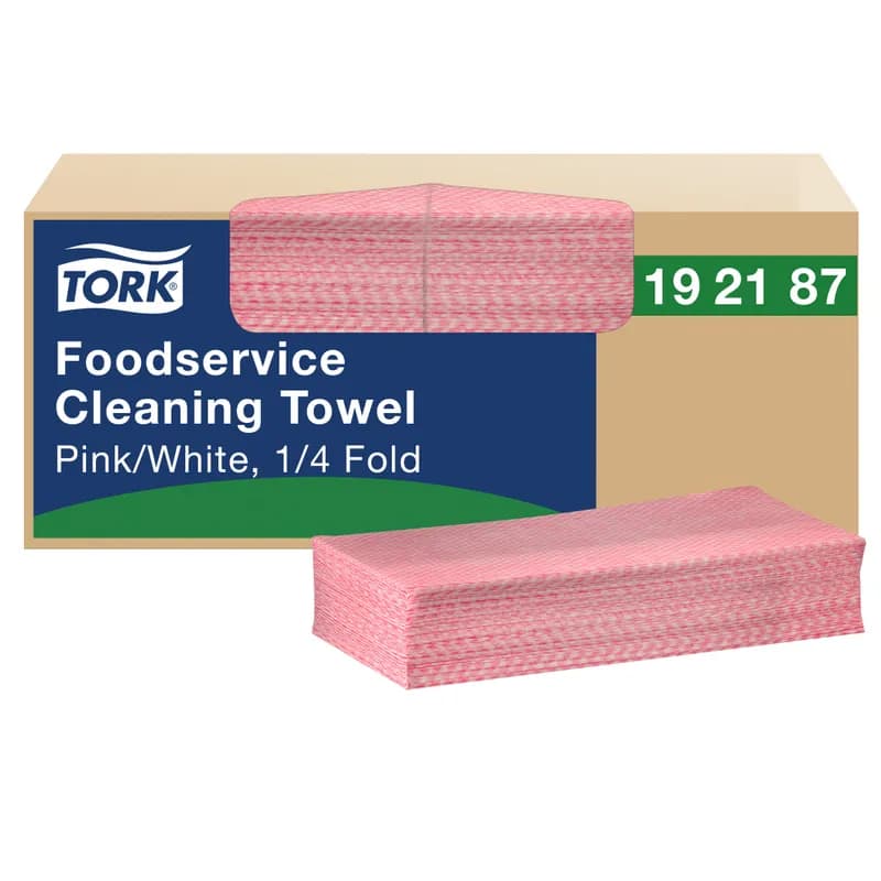 Tork Foodservice Towel 21.5X12 IN 10.75X6 IN Pink 1/4 Fold Refill 200/Case