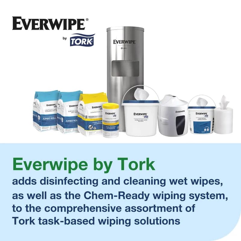 Tork W12 Wipe 6X8 IN 1250 FT Light Duty White Refill Jumbo Roll Wet Surface Cleaning Large 2500 Count/Pack 2 Packs/Case