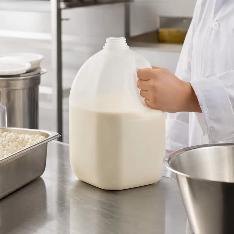 Dairy Bottle 128 OZ HDPE Natural Square With 238-400 Neck Finish 48/Case