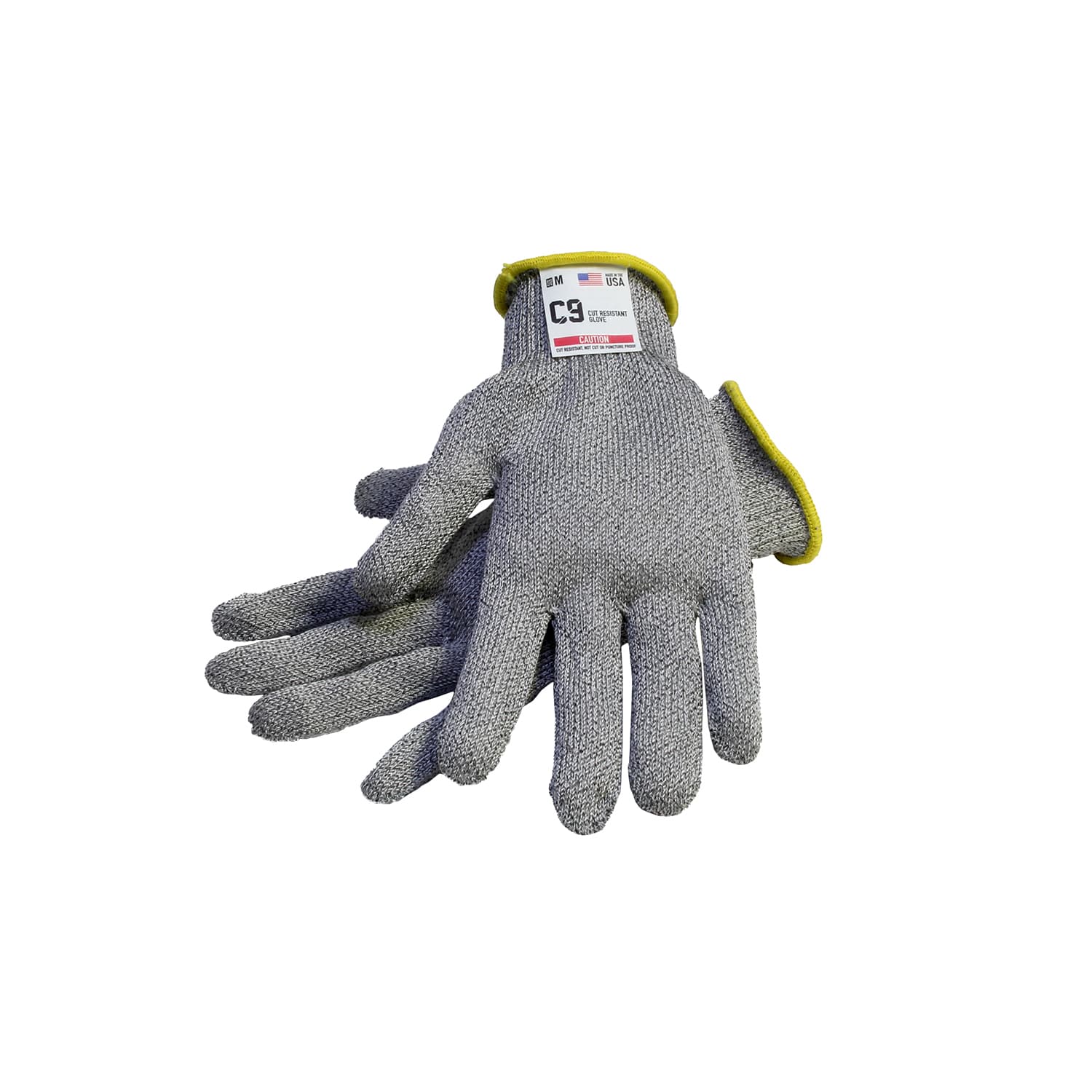 Safety Gloves Medium (MED) Silver Yellow Metal Mesh Cut Resistant Rolled Cuff 1/Each