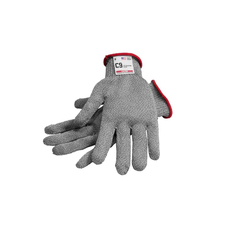 Safety Gloves XS Silver Red Metal Mesh Cut Resistant Rolled Cuff 1/Each