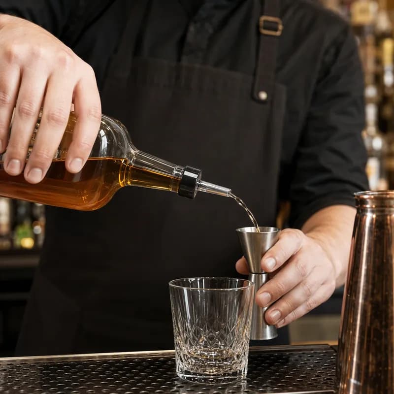 Whiskeygate Liquor Pourer SAN Clear Black 12/Bag