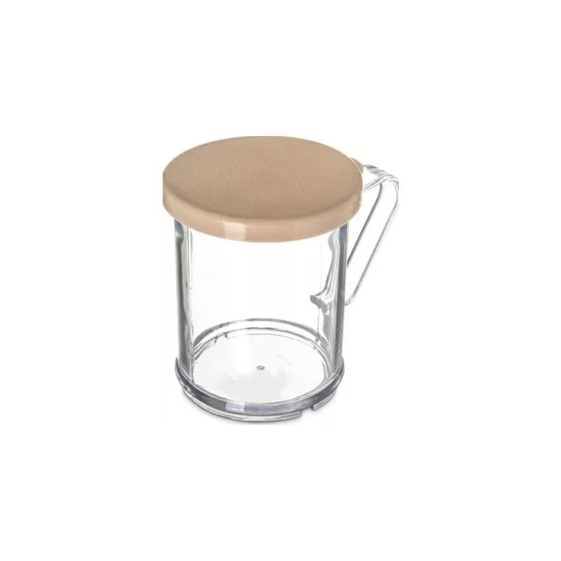 Shaker Dredge 8 OZ Styrene-Acrylonitrile (SAN) Polyethylene (PE) Clear Beige With Salt & Pepper Lid 1/Each