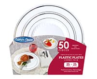 Plate White Silver Round Includes 7 & 10 IN Plate Sets 6/Case